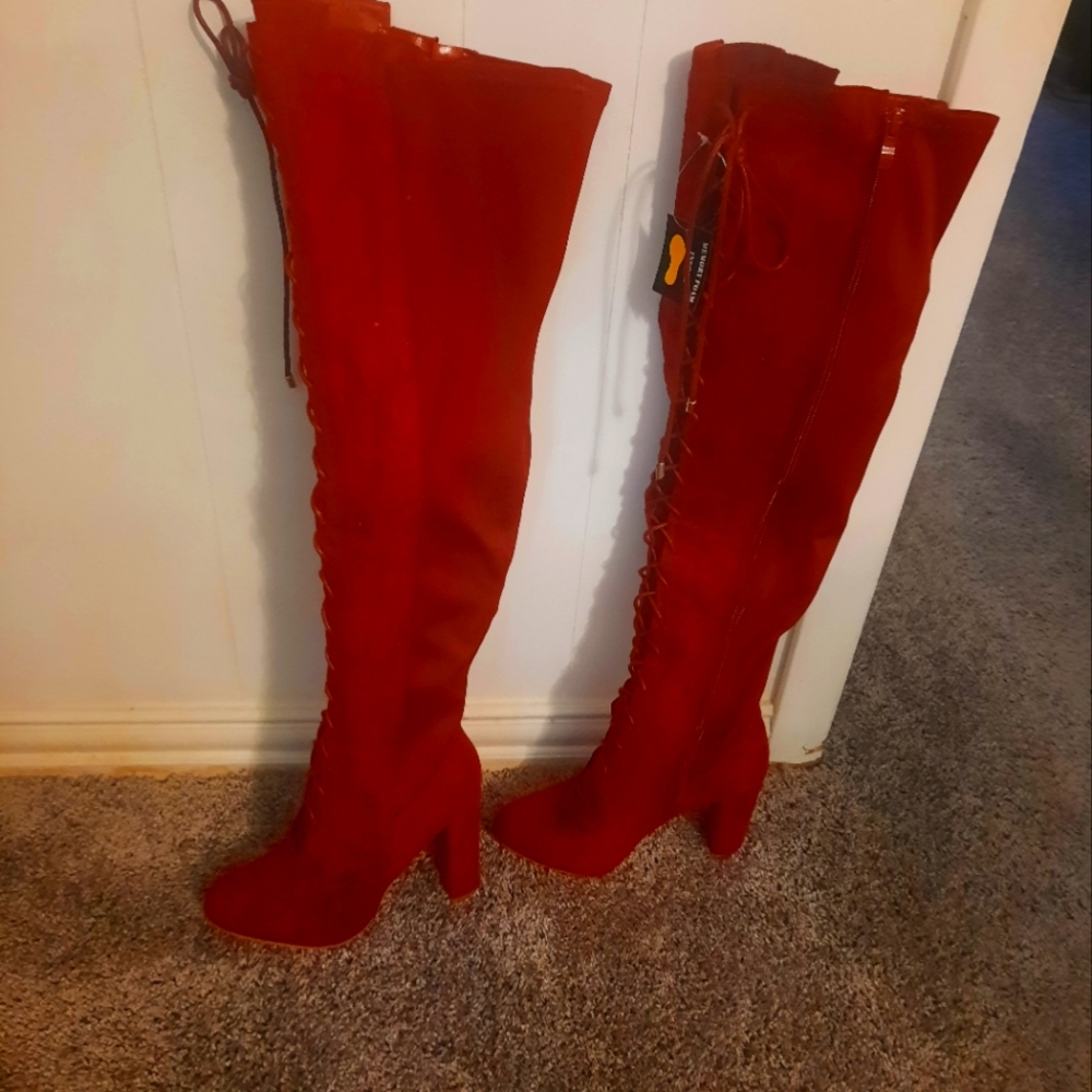 Stylish Burgandy Over-the-Knee Boots